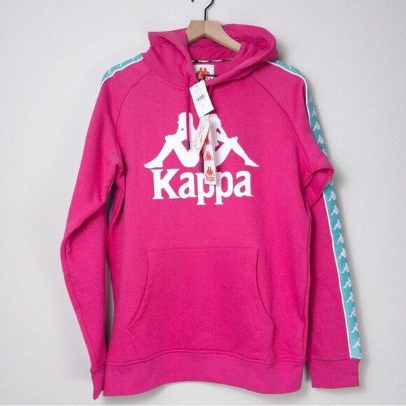 NWT Kappa 222 Banda Hurtado Authentic Hoodie L Fuschia Green Lt Slim Sweatshirt - Picture 1 of 7